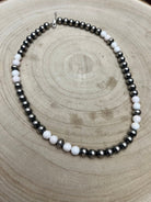 8mm Sterling Pearl, Saucer and pink conch - 19 inch - Cowhide and Conchos