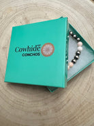 8mm Sterling Silver Pearls bracelet with pink conch beads - 6 inch bracelet - Cowhide and Conchos