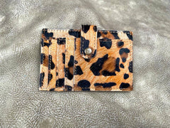 Cowhide Credit Card Wallet - Leopard