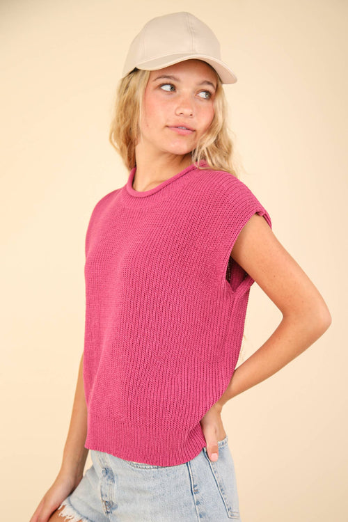 Oversized Soft Knit Sweater Vest Top