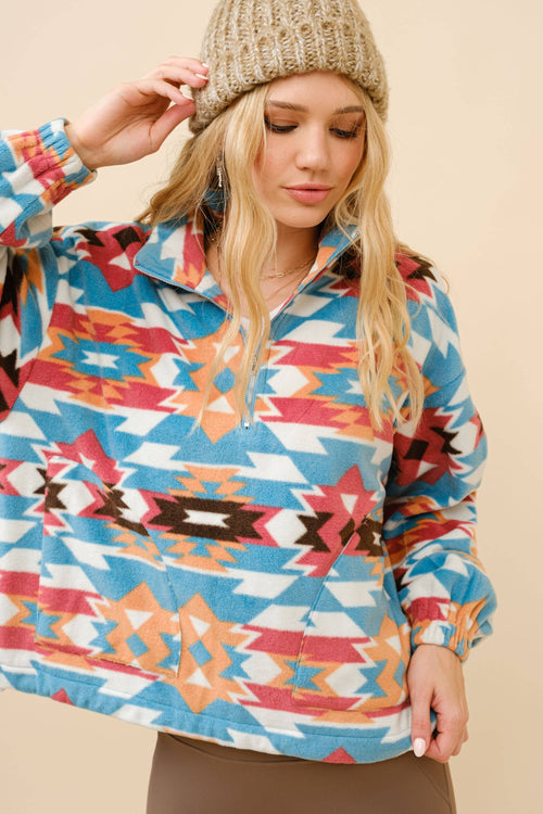 Santa Fe Fleece Zip Up Pullover