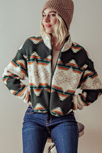 Aztec Sherpa Cropped Jacket