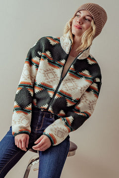 Aztec Sherpa Cropped Jacket