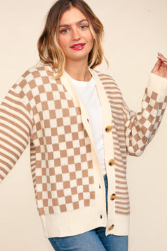 Cozy Country Checker & Stripe Cardigan - Small and Large remaining