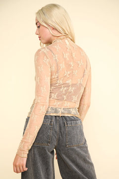 High Neck Fitted Lace Top