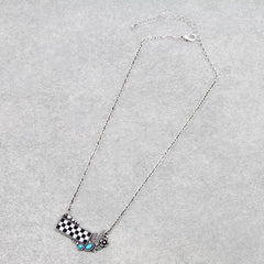 Checker Pattern Teardrop with Concho Necklace