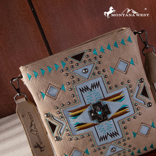 Montana West Aztec Inlay Crossbody - 2 colors - Beige or Black