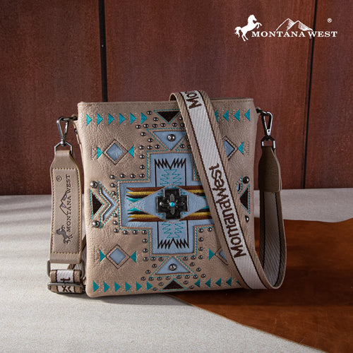 Montana West Aztec Inlay Crossbody - 2 colors - Beige or Black