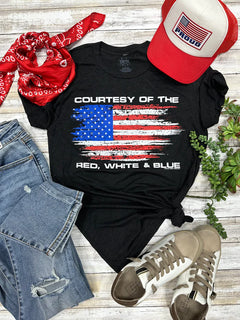 ‘Courtesy of Red White and Blue Unisex T-Shirt