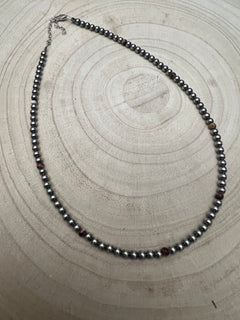 4mm Purple spiny and Sterling Pearl choker - 14 inch
