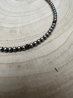 4mm Purple spiny and Sterling Pearl choker - 14 inch