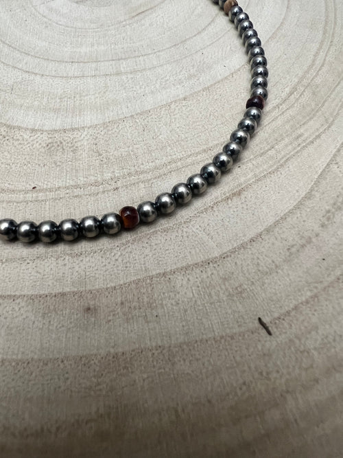 4mm Purple spiny and Sterling Pearl choker - 14 inch