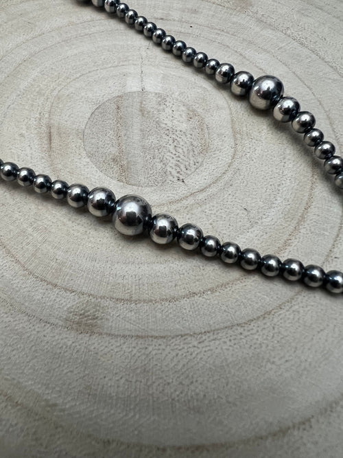 Lariat graduated sterling silver pearl necklace - 18 inch with 4 inch drop