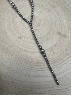 Lariat graduated sterling silver pearl necklace - 18 inch with 4 inch drop