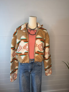 Aztec Sherpa Cropped Jacket