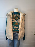 Quilted Collared Fleece Lined Zip Up Vest