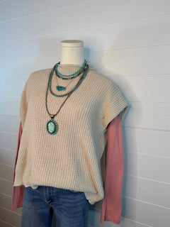 Soft Knit Sweater Vest Top - Ecru remaining