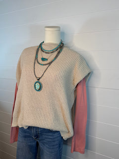 Soft Knit Sweater Vest Top - Ecru remaining