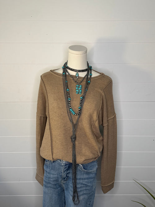 Teton Top Stitch Top - Olive and Camel colors!