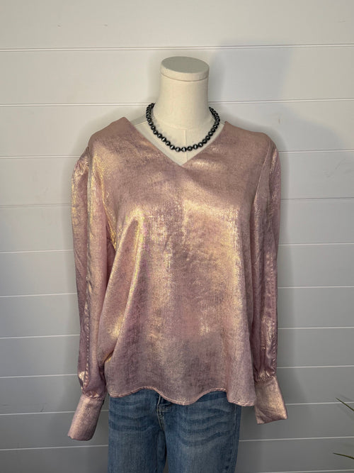 Metallic Long Sleeve Blouse