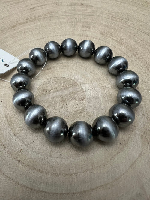 Faux Sterling Pearl Stretch Bracelet - 11 mm faux pearls