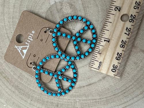 Western Large Peace Sign Dangle Earrings