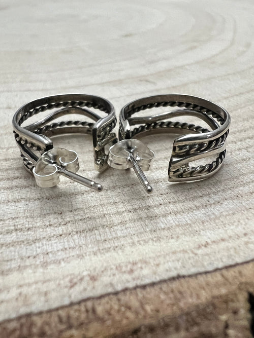 Elaine Tahe Sterling Silver Hoop Earrings