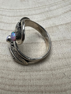 Navajo Handmade Opal Adjustable Ring by Genevieve Francisco