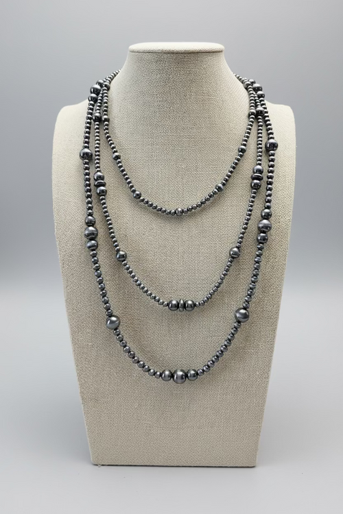 Three Row Faux Sterling Pearl Layered Necklace Set