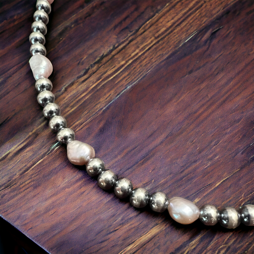 5 mm Sterling Silver pearl necklace with real fresh water pearl - 16 Inch