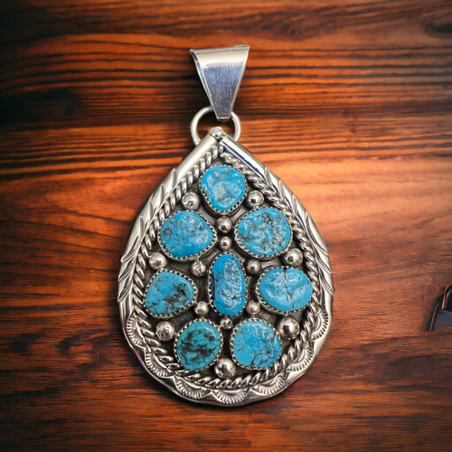 Chester Charley Turquoise & Sterling Silver Pendant