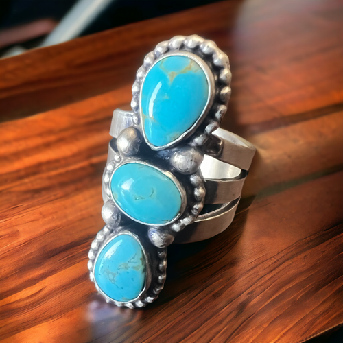 Kathleen Livingston Turquoise & Sterling Silver Ring - Size 7.5