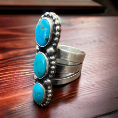 Kathleen Livingston Turquoise & Sterling Silver Ring Size 7