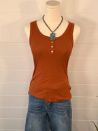 Basic Ribbed Button Front Tank Top