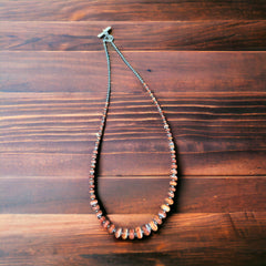 Orange spiny and sterling silver pearls - 22 Inch