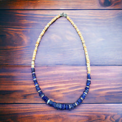 Graduated Lapis and Spiny Oyster Necklace  - 22 inch