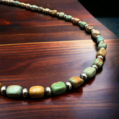 American Turquoise Necklace with 3 mm sterling silver pearls - 18 inch