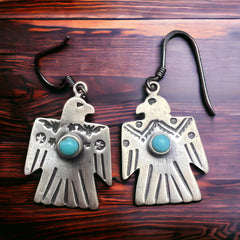 Thunderbird Dangle Earrings with Turquoise