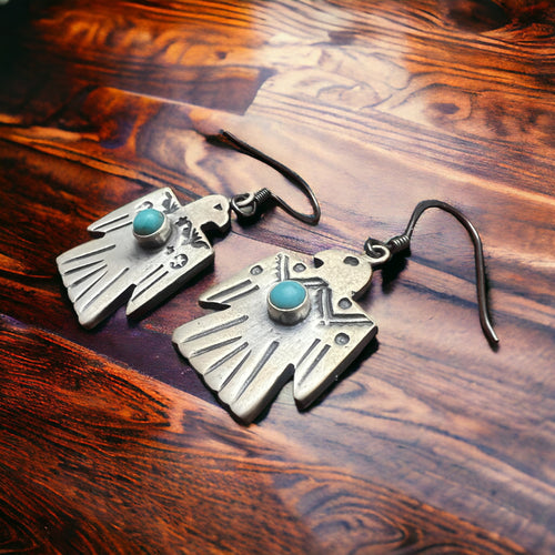 Thunderbird Dangle Earrings with Turquoise