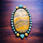 Bumble Bee Jasper and Turquoise Statement Ring 