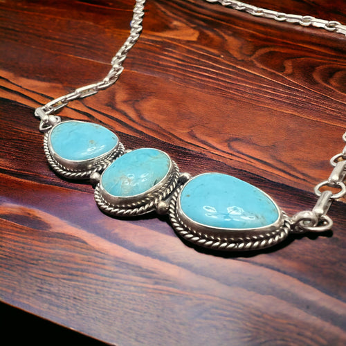 Rena Begay Turquoise & Sterling Silver Bar Necklace