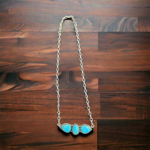 Rena Begay Turquoise & Sterling Silver Bar Necklace