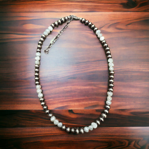 6 mm Navajo Pearl Necklace with Fresh Water Pearls - 16 inch