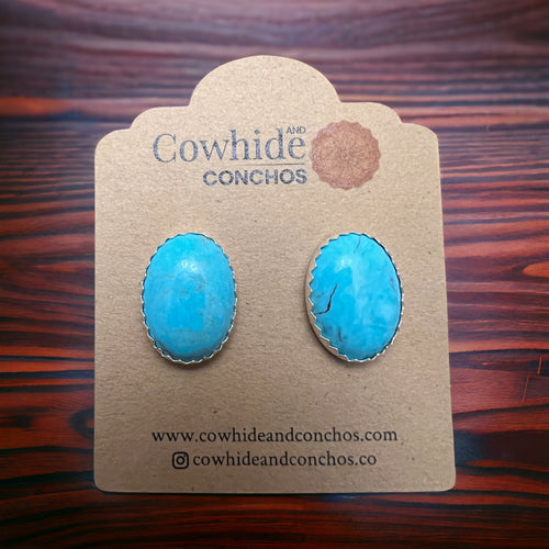 Genuine Turquoise Post Earrings - 13 x 18mm