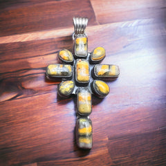 Peace Lily Cross with Bumblebee Jasper