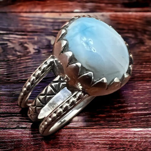 Rodeo Rebel Ring with Larimar - Size 8