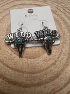 Wild Bull Skull Earrings - 1 1/2 inch drop