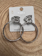 Card Theme Hoop Fashion Earrings - 2 inch drop