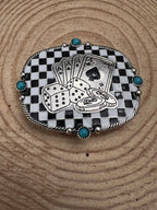 Checkered Cards, Dice & Chips  Belt Buckle