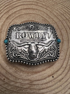 Rowdy Belt Buckle with Faux Turquoise